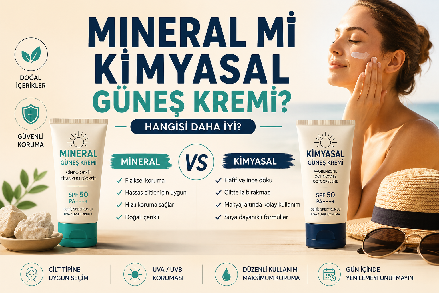 Mineral mi Kimyasal Güneş Kremi? Hangisi Daha İyi?